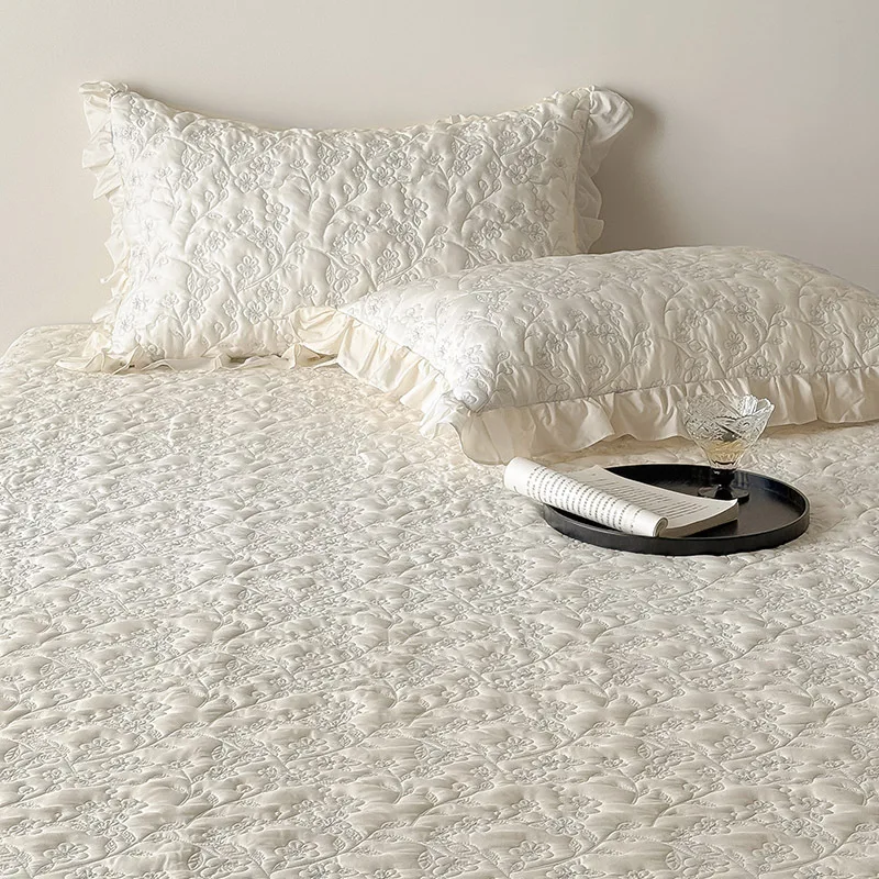 Elegant Cotton Quilt Bedspread Set - Cooling Lightweight 3PC/1PC Summer Quilted Bed Cover Blanket for Bed Decor Comforter 4