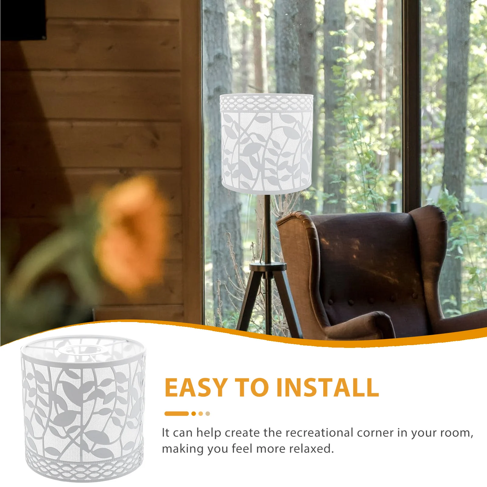 

Iron Lampshade E27 Large Screw Dustproof Waterproof Cover Bedroom Living Study Office Leaf Shades Home Lighting Accessories