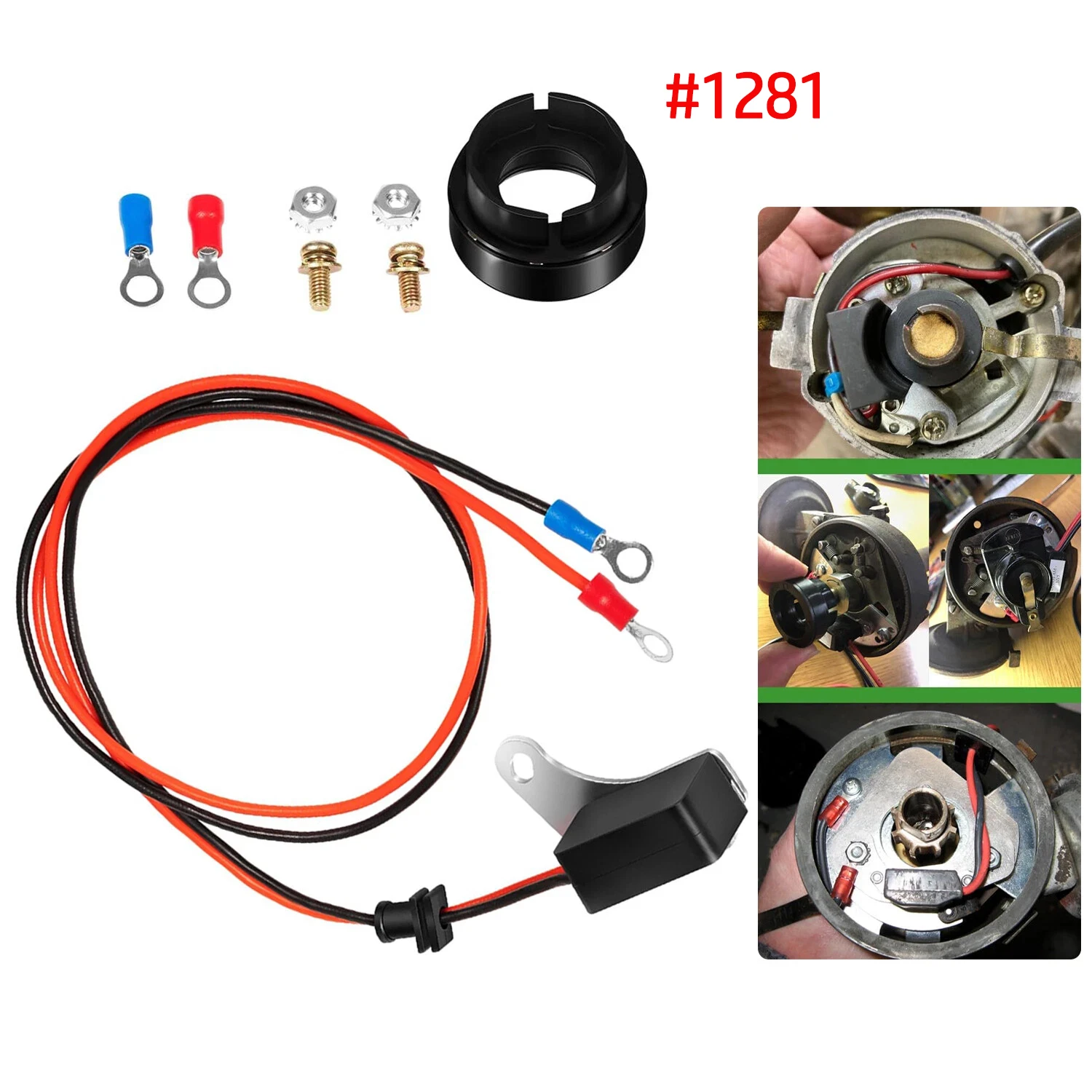 

1281 Car Electric Ignition Conversion Kit Fit for Ford/Mercury/Lincoln 260 289 302 351 352 390 427 V8 8 Cylinder（1957-1974)