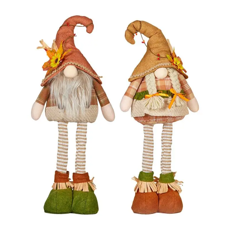 1Pcs Fall Gnomes Harvest Faceless Doll Long Legs Plush Dolls Pumpkin Maple Leaf Autumn Halloween Christmas Thanksgiving Decor