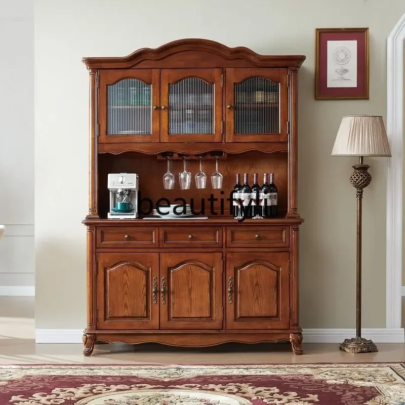 

American retro all-solid wood dining side cabinet, old locker in the living room, European simple, new cupboard