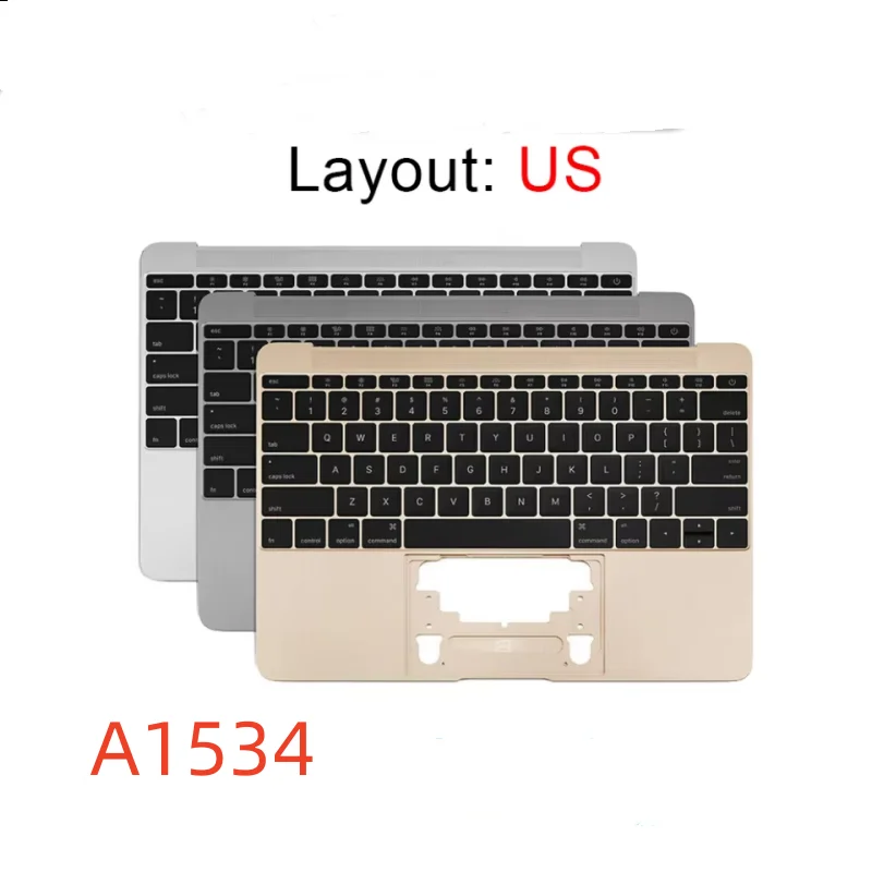 

Золотой/серый серый/серебристый/розовое золото Цвет для Macbook 12 дюймов A1534 Американский английский верхний чехол США Подставка для рук с клавиатурой 2015 год