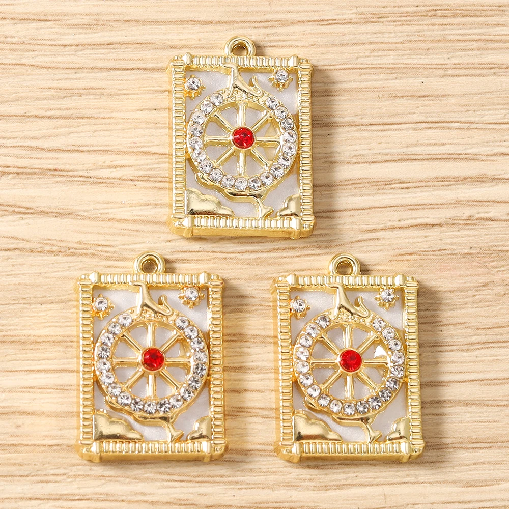 Tusember 5 Stück vergoldete Tarot-Stern-Mond-Böses-Auge-Hamsa-Hand-Anhänger Talisman-Charms für DIY-Schmuckherstellung, Halsketten, Ohrringe – Detail 12