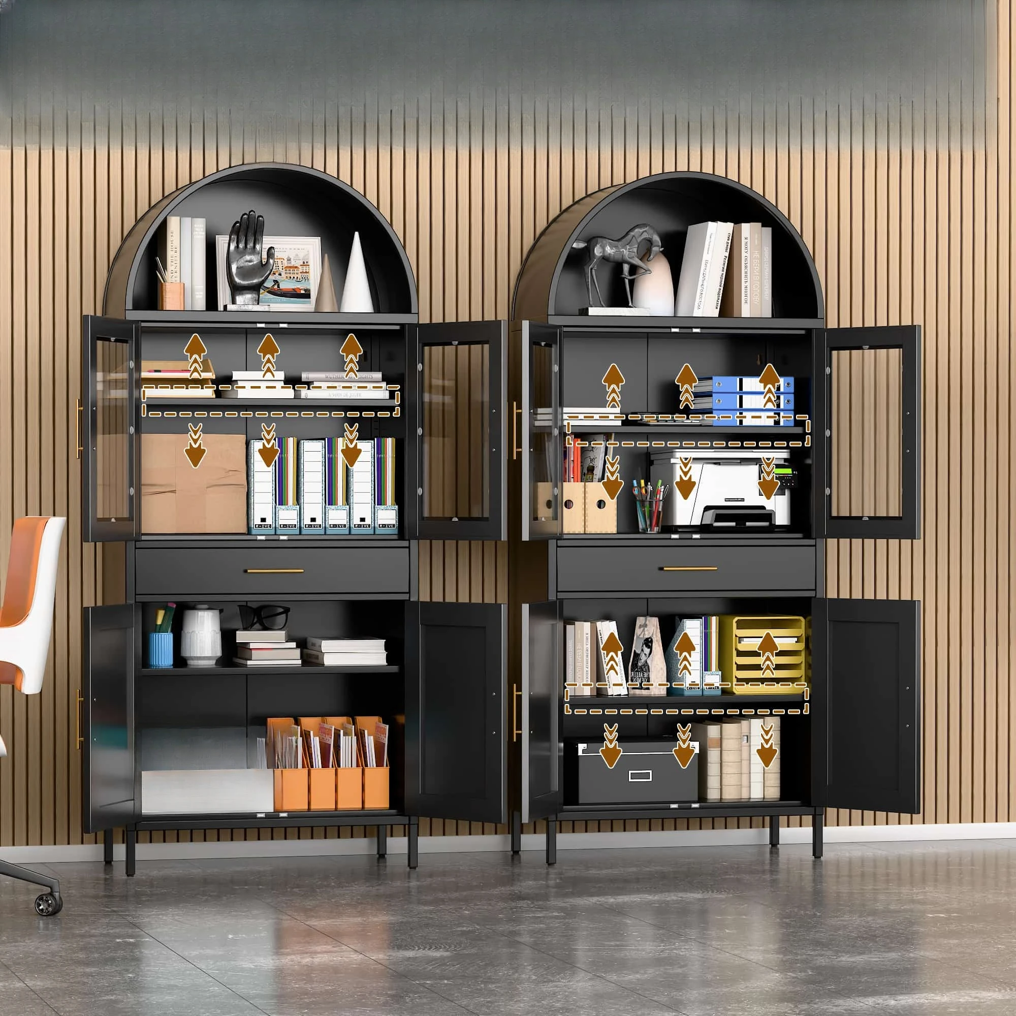 Gewölbter Schattenspind, gewölbter Schrank