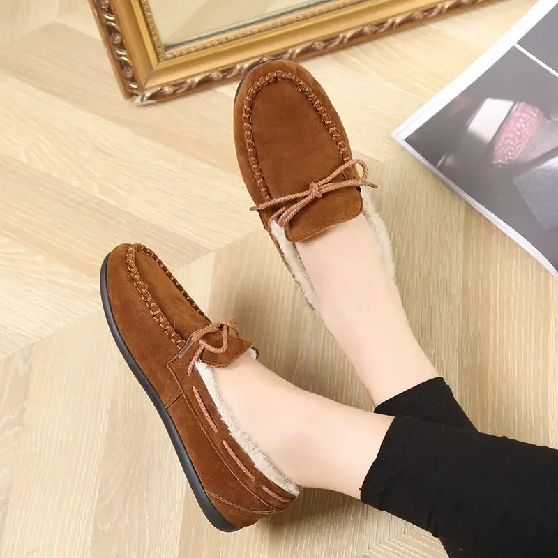 Winter Women Shoes Casual Comfortable  Loafers Warm Plush Shoes Moccasins Lady Cotton Shoes Plus Size