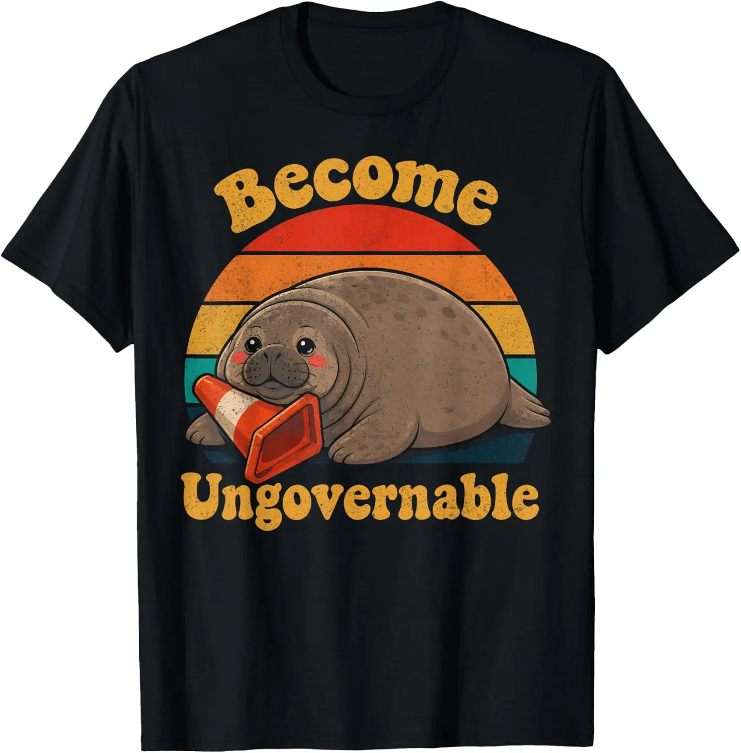 Neil The Become Ungovernable Funny Elephant Seal Meme T-Shirt 100% Cotton Trendy Y2K Short-Sleeve Tee-Soft, Quick-Drying,