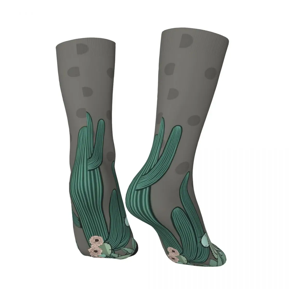 Funny Crazy Compression Sock for Men Cactus Art Hip Hop Harajuku Cactus Happy Quality Pattern Printed Boys Crew Sock