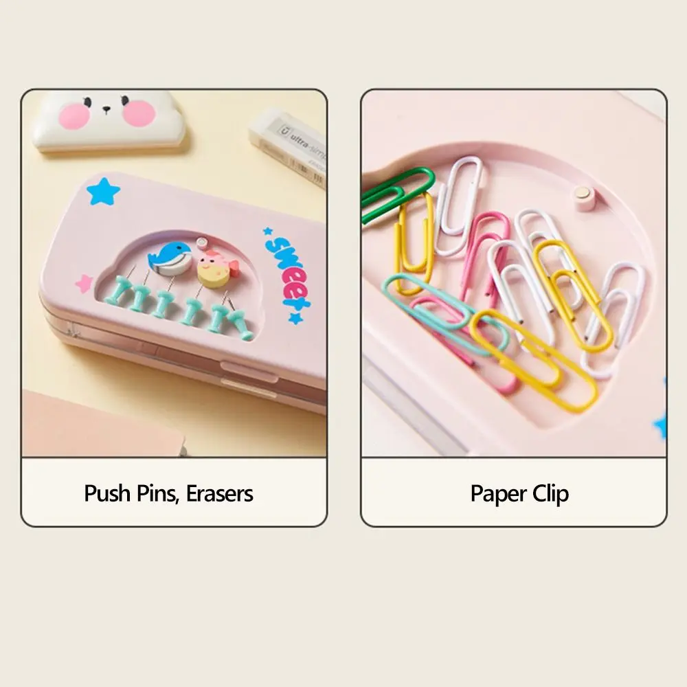 

Durable Double Layers Pencil Case Large Capacity Cute Rabbit Design Pen Bag Stationery Organizer Gift