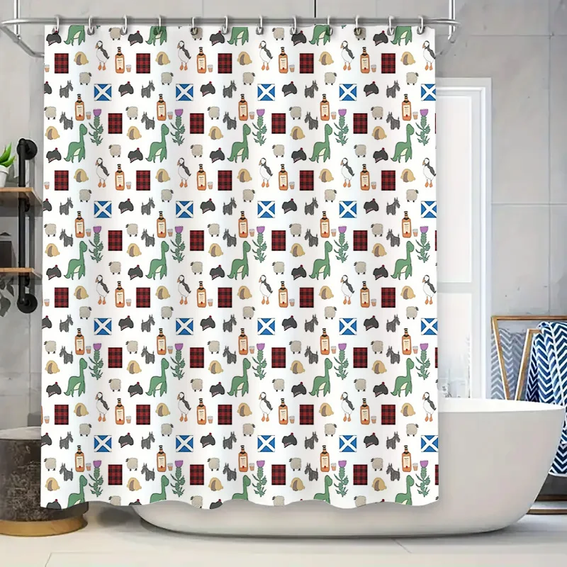 

Scottish Whisky Pattern Shower Curtain Vintage Pub Bar Decor Waterproof Bathroom Fabric Backdrop