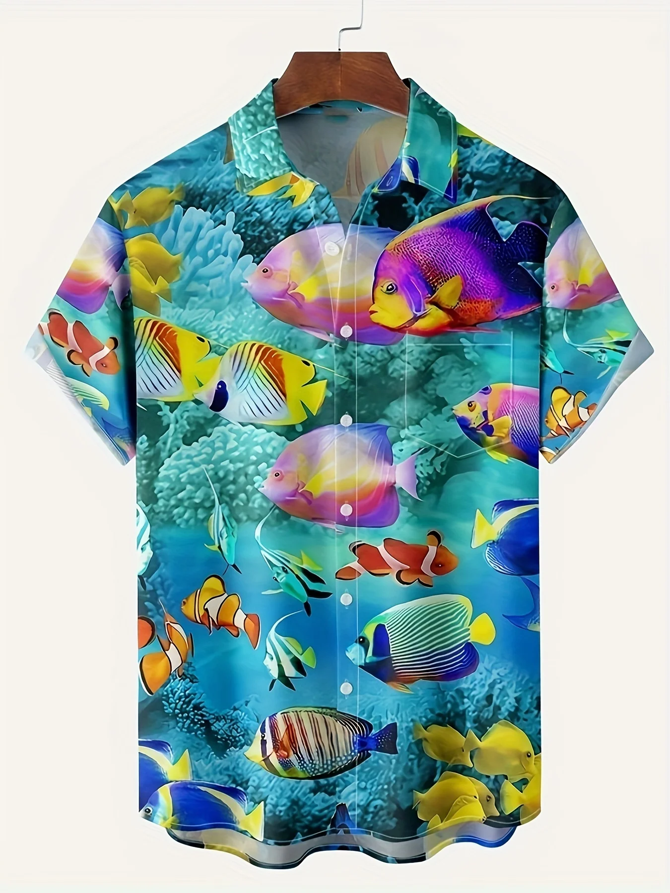 Camisa de manga corta con estampado degradado para hombre, camisa holgada informal con solapa y botones, ropa de playa informal de verano, envío