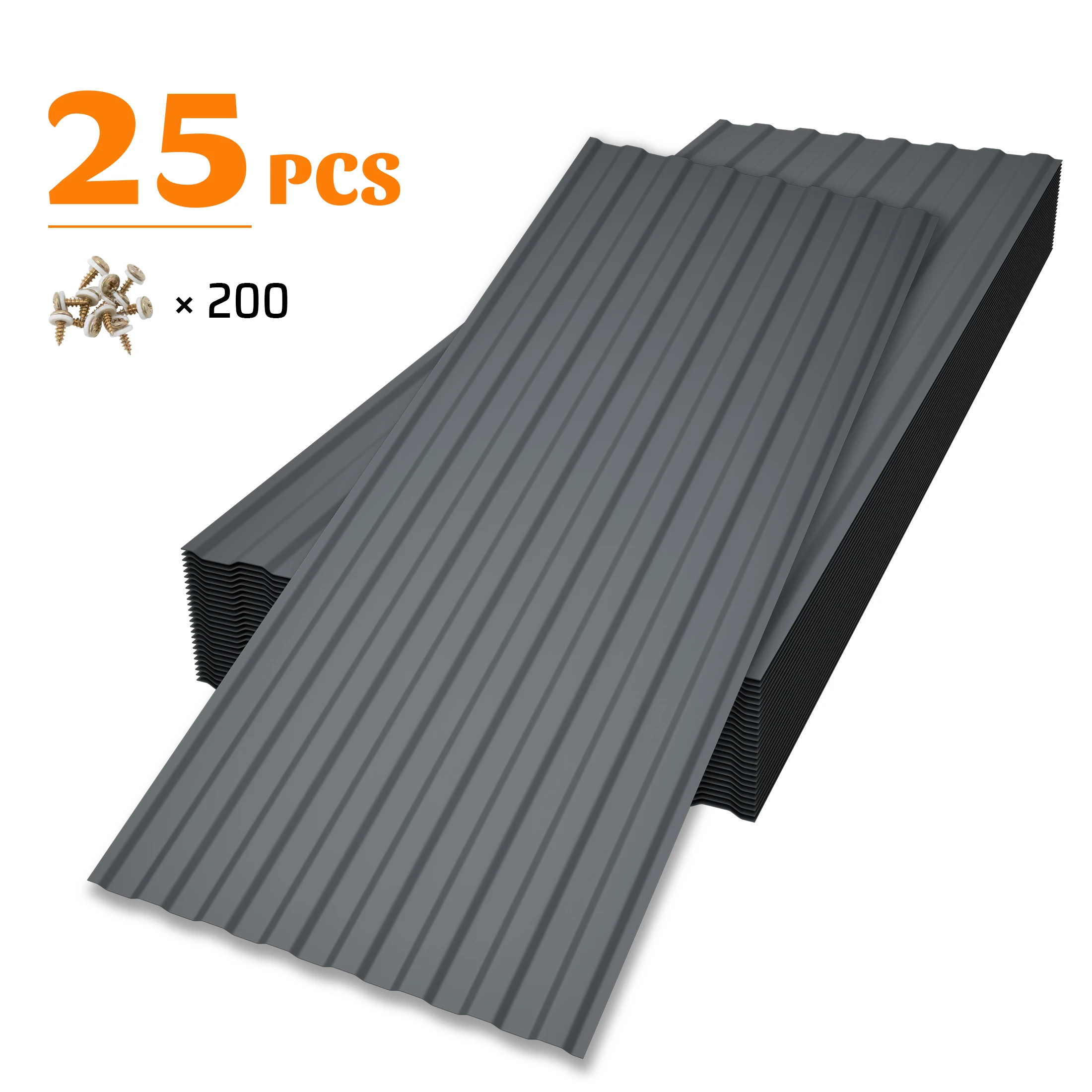 25 PCS Dark Gray PVC Corrugated Roof Panels Waterproof UV Resistant Roofing Sheets For Patio Carport Shed Fence Garden Awning