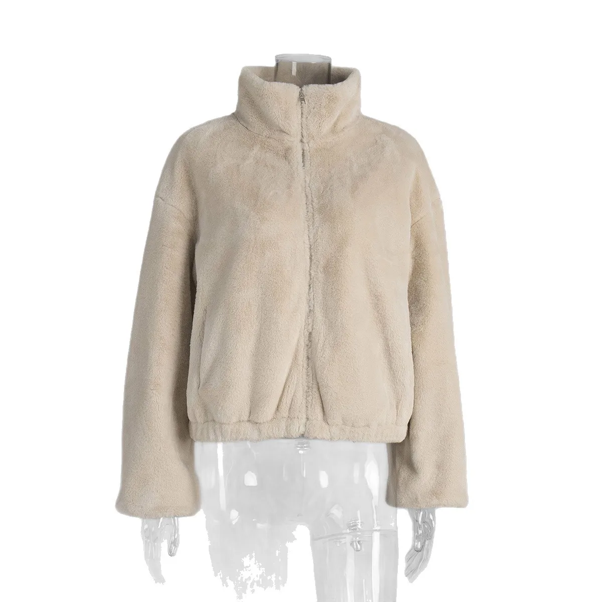 Autumn Zipper Fur Feather jacket Women's Loose Lapel Fashion Long Sleeve Patchwork Outwear Clothes Female Fur Feather Coat