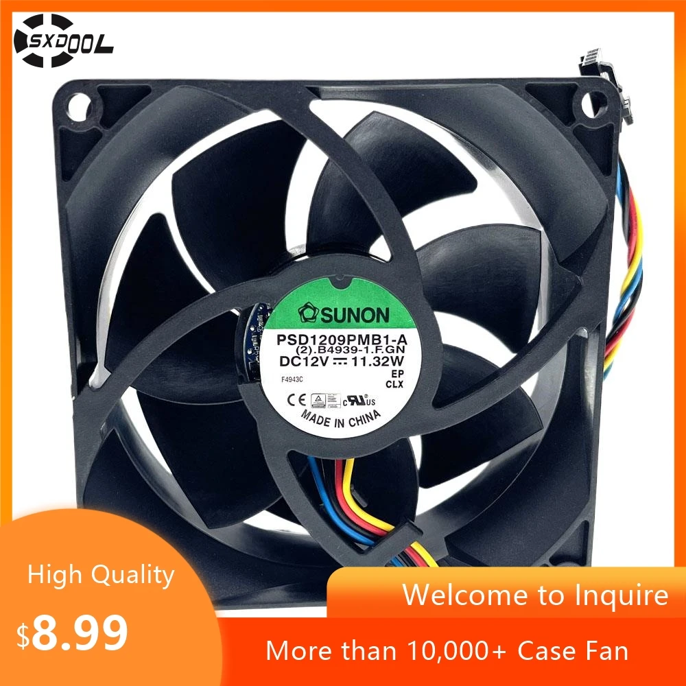 Sunon PSD1209PMB1-A 92x92x38mm DC 12V 0.943A Server Cooling Fan, 13.32W High Airflow 88.9 CFM Axial Fan for Inverters