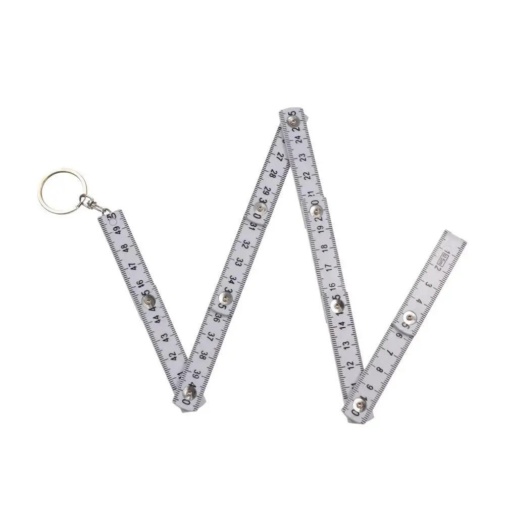 Plastic 50cm Ruler Tape Fold Folding Measure Carpenter Measuring Tool Key Ring Key Chains