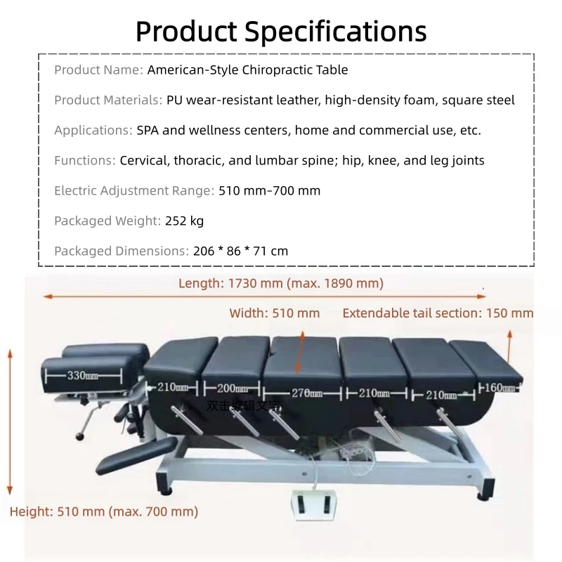 Electric Multi-section Chiropractic Drop Table Spine Adjustment Osteopathy Therapy Bed for Clinic