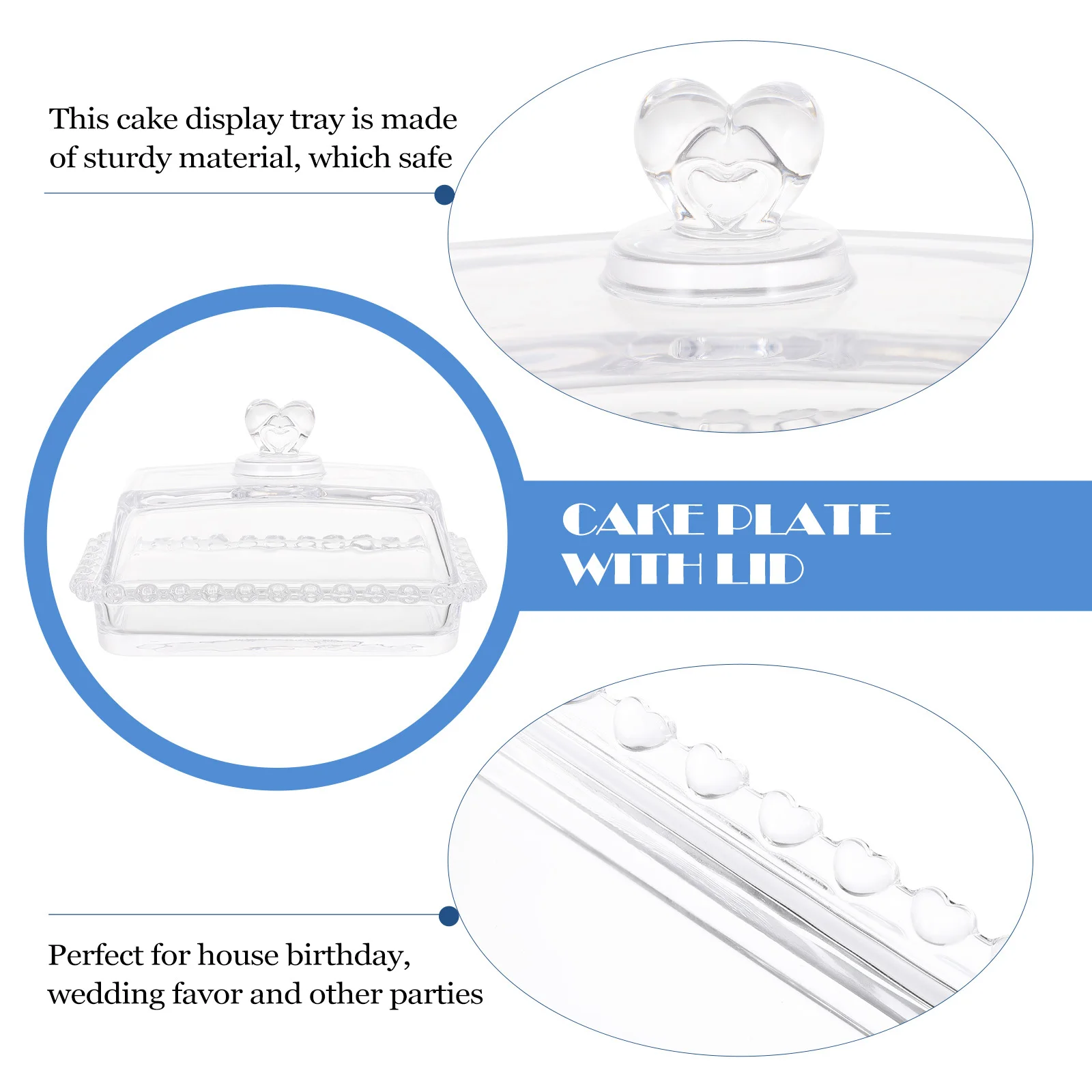 SOIMISS Glass Cake Plate with Lid Dome Dessert Tray Butter Dish Japanese Style Party Holder