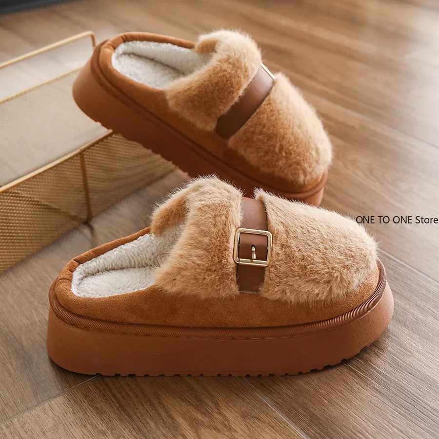 الجملة شبشب شتوي النساء الجلد المدبوغ إيفا وحيد رغوة الذاكرة الدافئة مشبك غرفة نوم أحذية مريحة عالية الجودة شبشب منزل #4