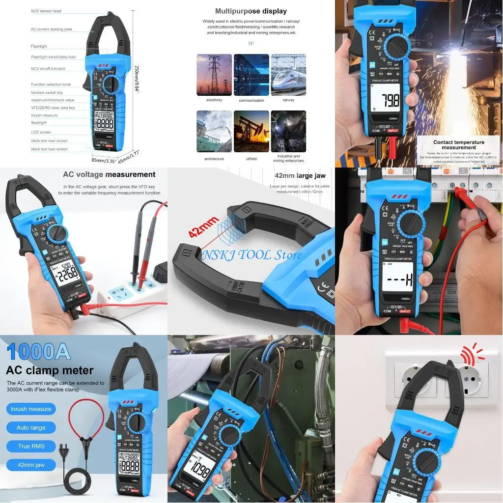 

L8RC Reliable Digital Multimeter 3000A Clamp Meter Test for Industrial Repair