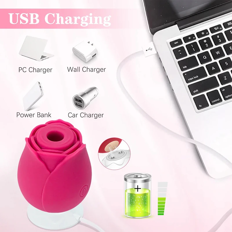 Rose-toy Sucking Vibrator Female Powerful Oral Nipple Vagina Clitoris Stimulator Massager Adults Goods Sex Toys for Women USB