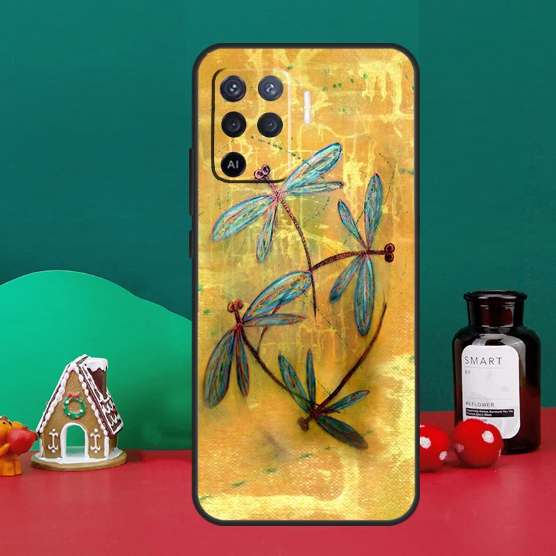 Dragonfly Insect Pattern For OPPO A98 A78 A58 A79 A16 A76 A96 A5 A9 A53 A17 A57 A77 A15 A52 A72 A74 A94 A54S Case