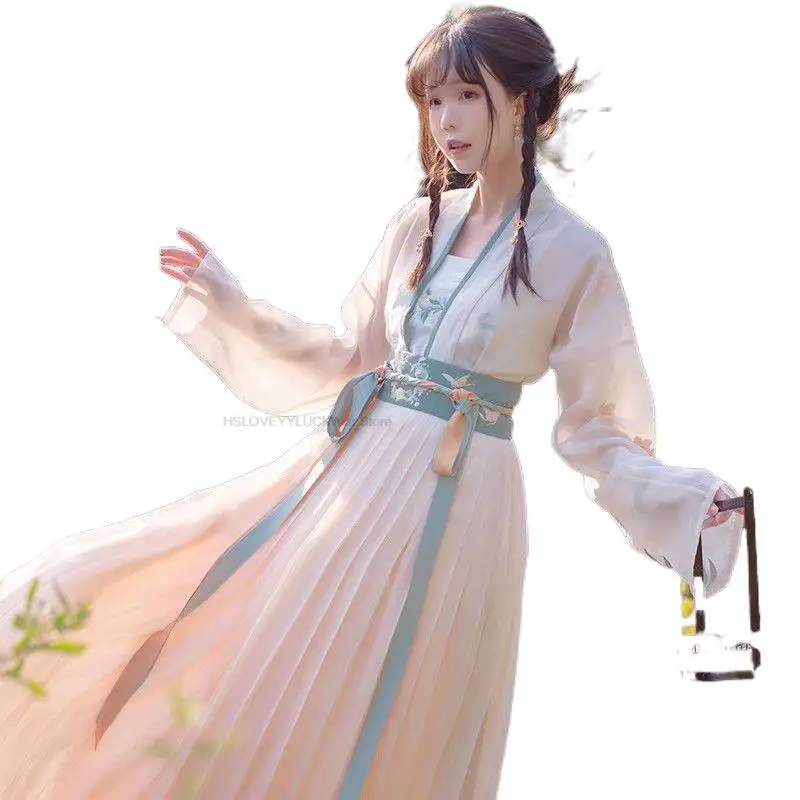 Frühling neue Hanfu Kleid Frauen alten chinesischen traditionellen Hanfu Set weibliche Fee Cosplay Kostüm Outfit Sommer Hanfu Kleid