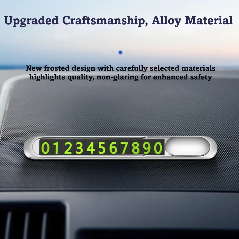 Universal Temporary Parking Card Luminous Metal Alloy Car Parking Sign Hidden Style Removable Move The Car Number Plate