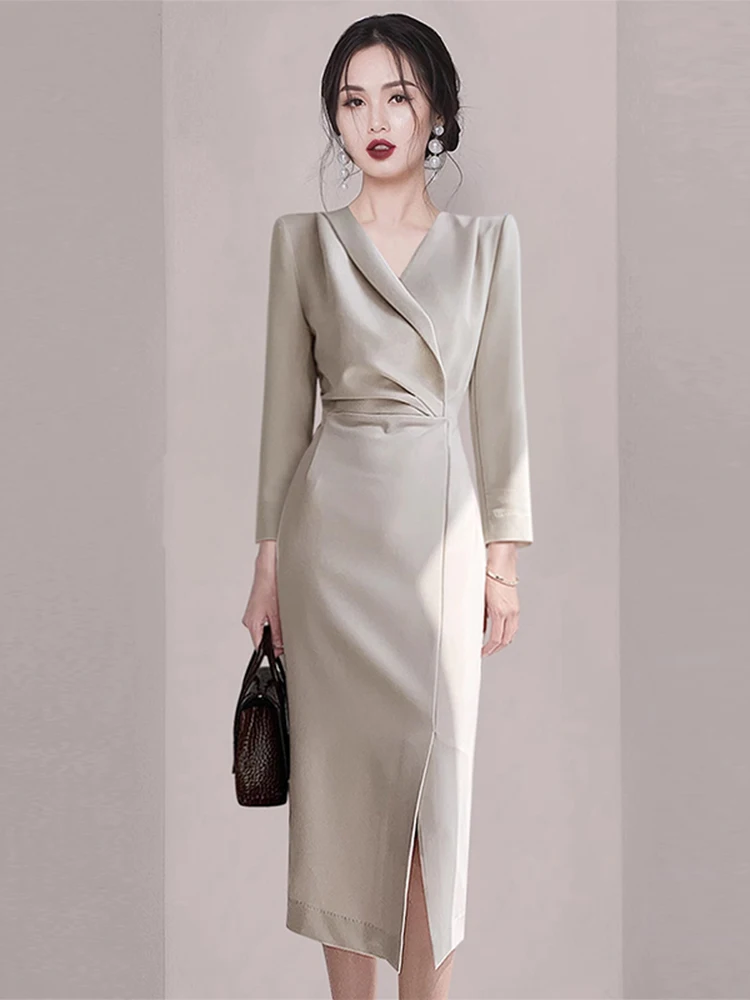 2024 Women's Clothing Slit dress slim fit hip skirt Spring Summer New No.69