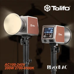 TOLIFO PL-200B AC Power 100-240V 200W High bright Mini Bowens COB Continuous Lighting LED Video Light Photography Studio Light