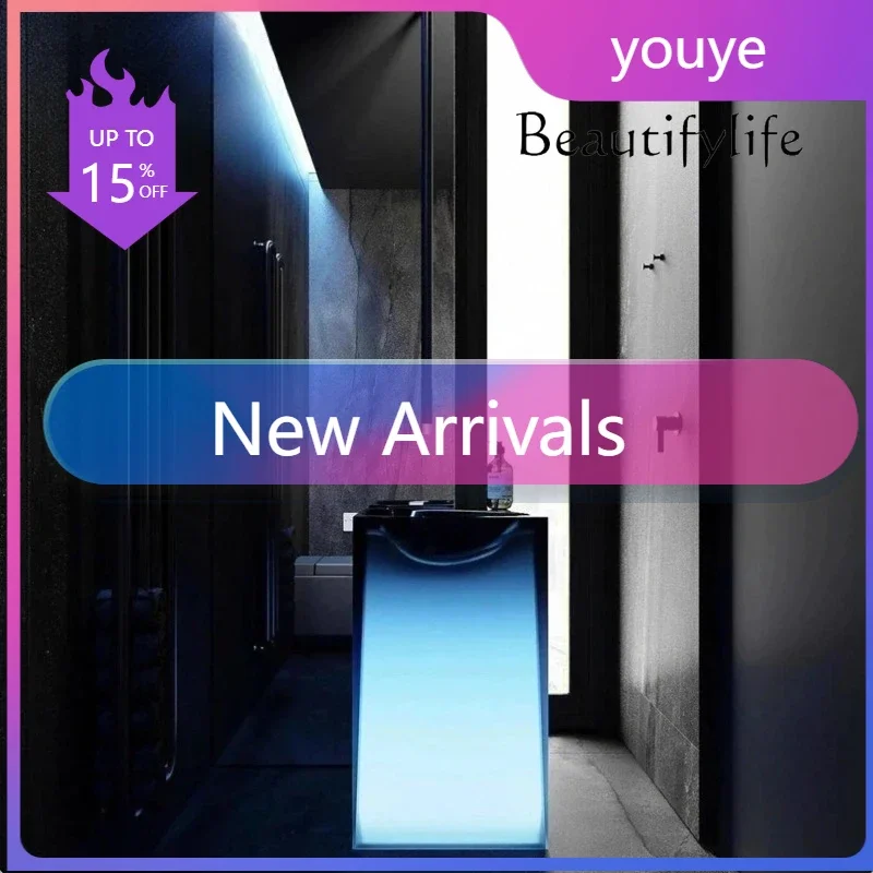 N FKTransparent Resin Small Apartment Floor-to-ceiling Hand Wash Basin Washbasin Washbasin Column Basin Bathroom Cabinet