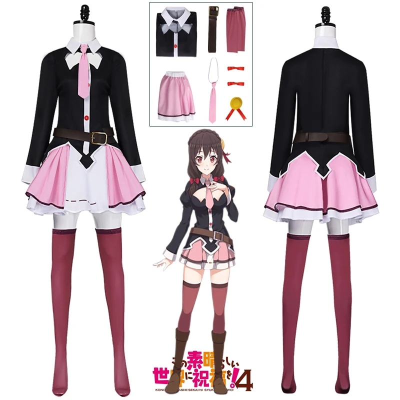 Disfraz de Cosplay de Yunyun del Anime Konosuba, Conjunto Completo de Uniforme para Juego de Roles, Trajes para Halloween, Carnaval y Fiestas para Mujeres y Niñas
