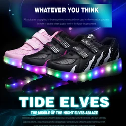 Fashion roller skates with lights Students 2 wheels roller skates sneakers removable multi-functional wheel shoes