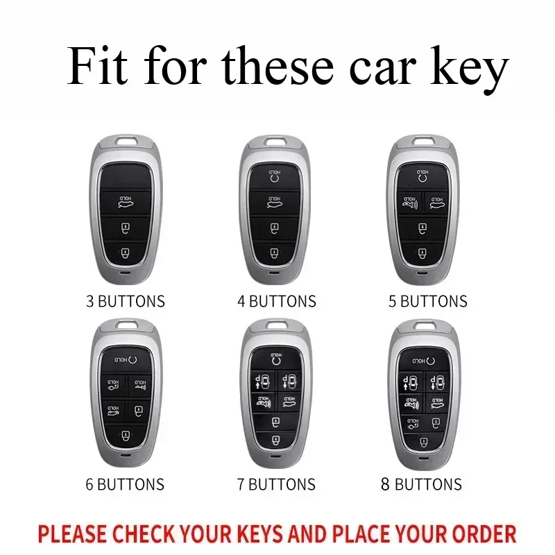 Zinc Alloy +Silicone Full Cover Car Key Case for Hyundai Sonata Sel Ev 6 Ev 8 IONIQ 5 Nexo DN8 Fe Tucson Sonata Staria NX4 Ioniq