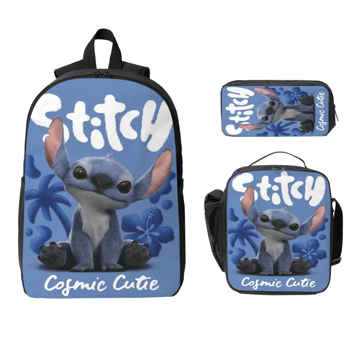

3 шт., набор сумок Lilo Stitch 2025 для детей, сумки для ручек с героями мультфильмов инопланетян, наборы рюкзаков с коробкой для завтрака для школьников, рюкзак
