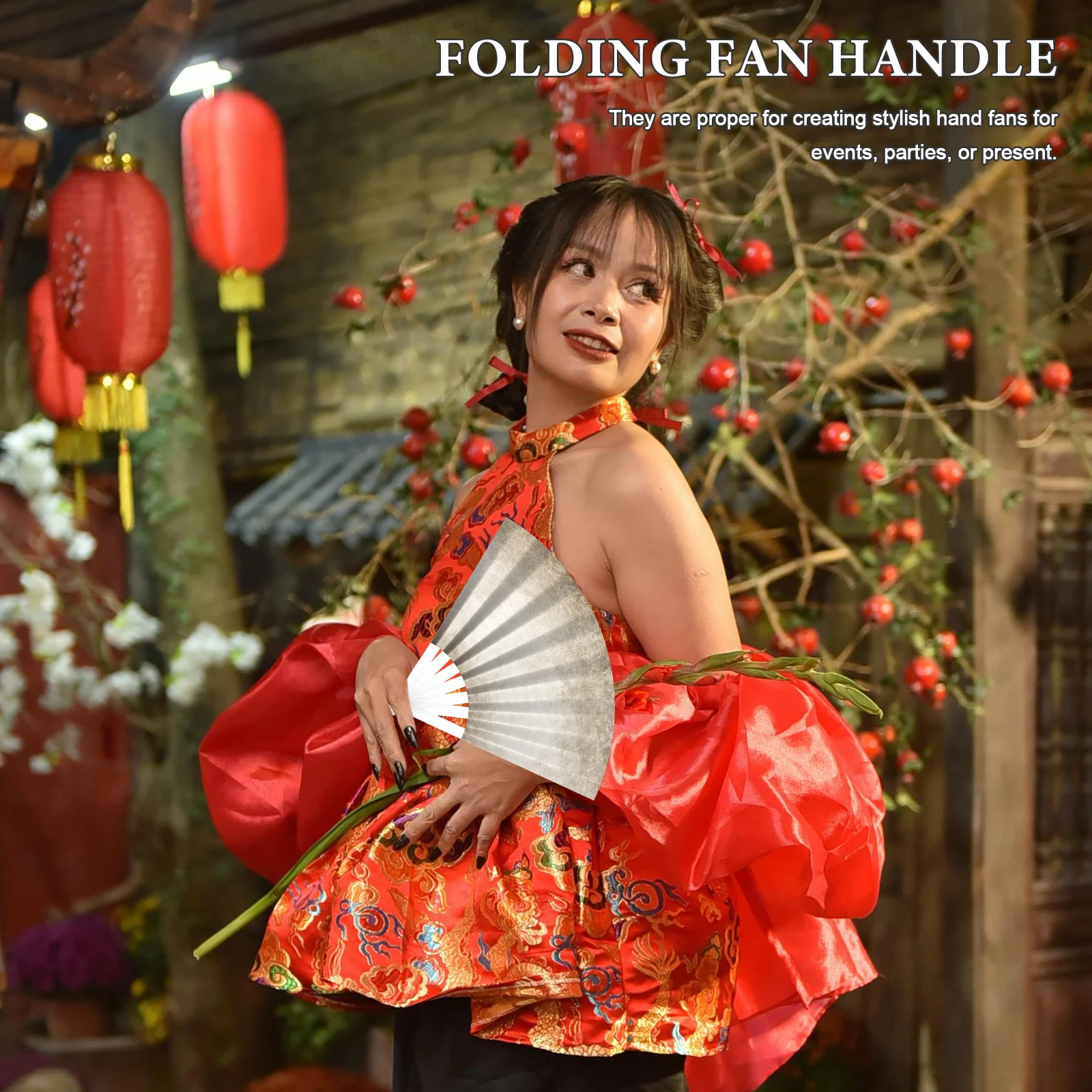 

10Pcs DIY Plastic Fan Grip Handles Foldable Design for Craft Making Supplies Clear Replacement Parts Handheld Fans Stick