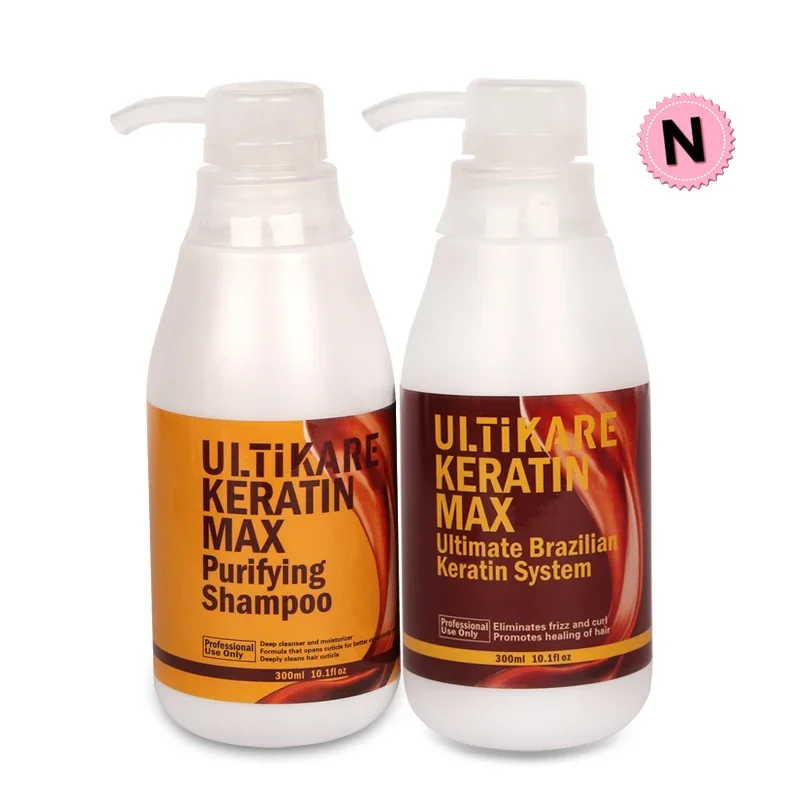 Hair Straightener Cream 300ml 5% Formalin Brazilian Keratin Hair Treatment+300ml Purifying Shampoo Moisturizing