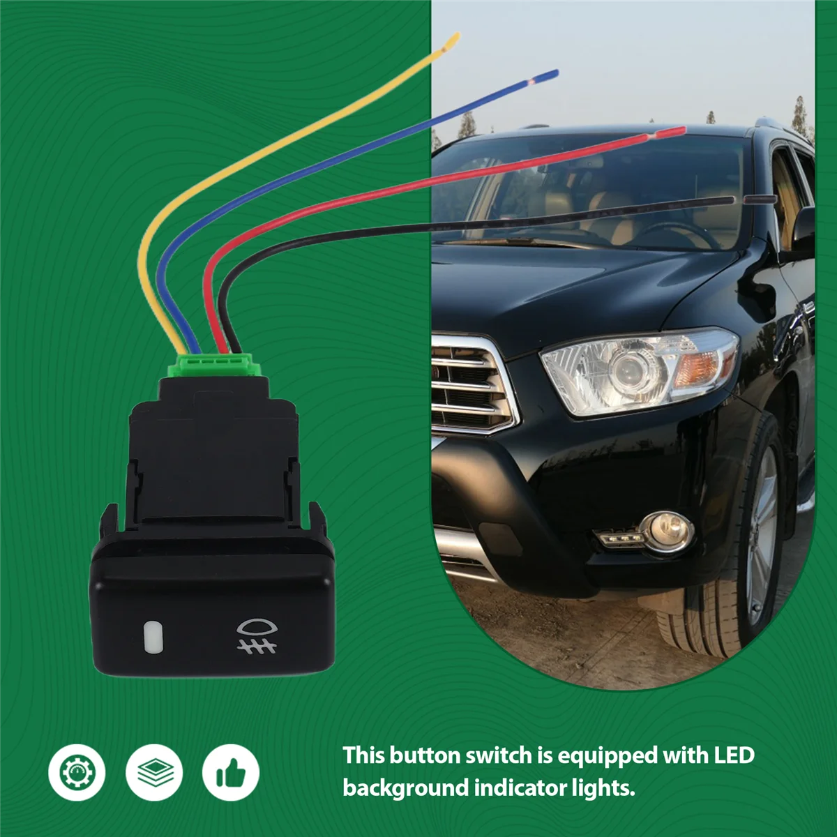 AT77 Auto Retrofit Switch Waterproof Toggle Switch Fog Lamp Switch With 4 Line For Toyota Lexus White Light