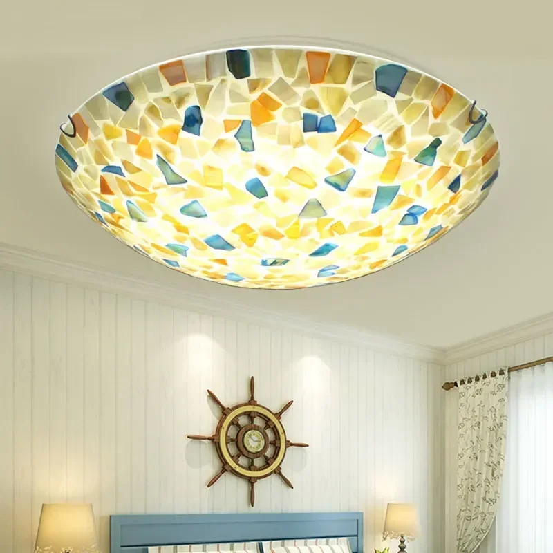 Ceiling Lights  Home Decor for Living Room  Bedroom Lamp Shell Glass Lighting Fixtures Chandeliers
