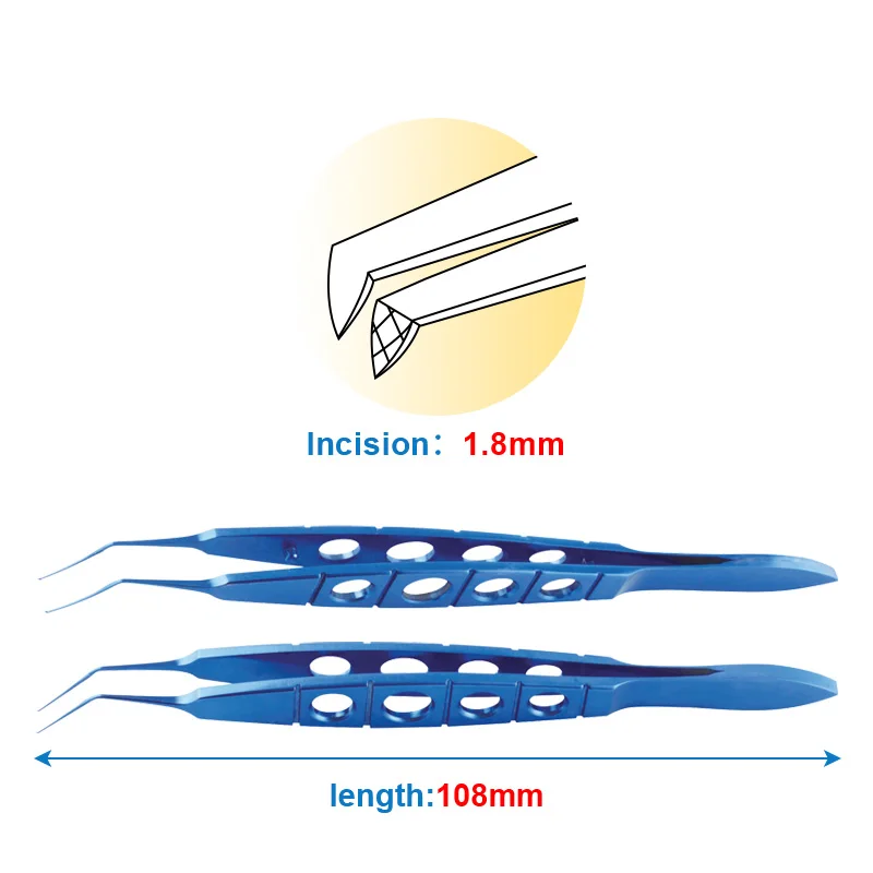 10.8cm Capsulorhexis Forceps 1.8mm Incision Tweezers Titanium Alloy Ophthalmic Surgical Instrument