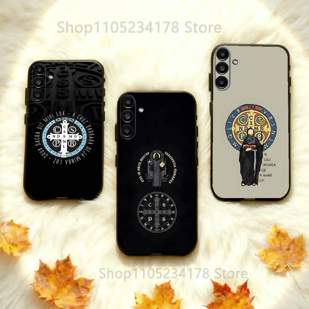 

Sao Bento Benedict of Nursia For Samsung Galaxy A73,31,32,72,41,53,52,71,22,5G,Note,J7,8,9 Soft Black Phone Case