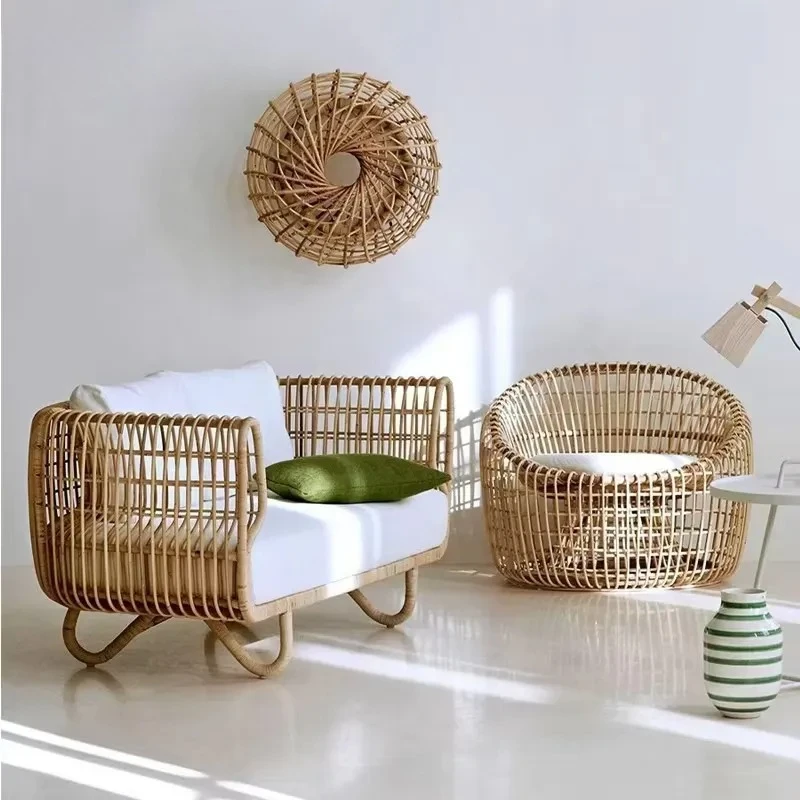 Modern Garden Set Waterproof Rattan Sofas Factory-Created Cane Furniture for Living Room Villa Patio Furniture Park Furniture
