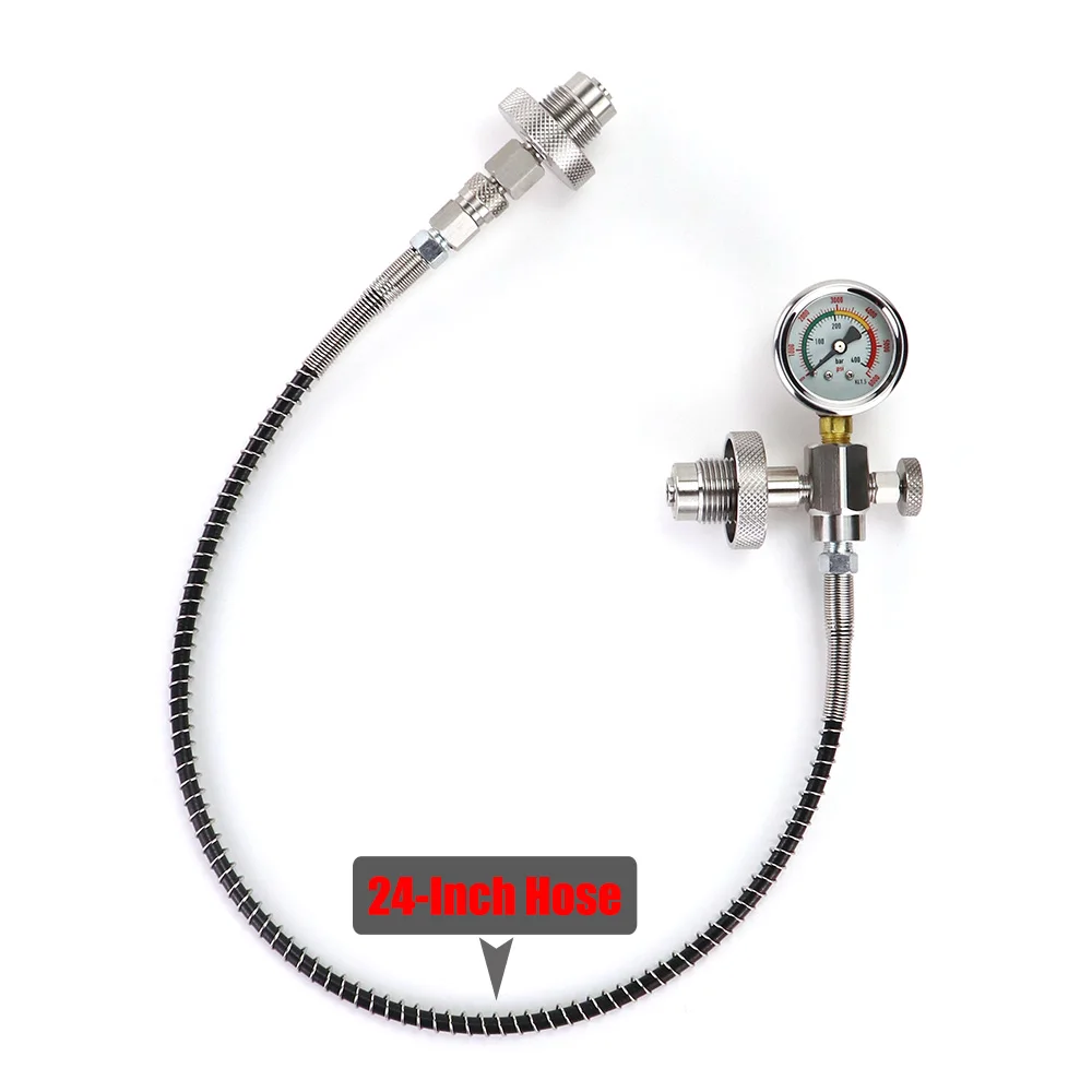 Diving DIN300 Cylinder Decanting / Equalising Pressure With Quick Disconnect Hose+Gauge - 232Bar and 300Bar image 3