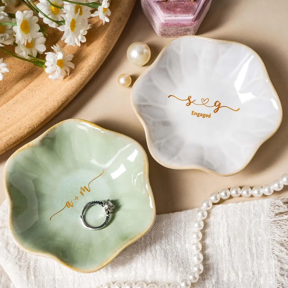 Personalized Ceramic Ring Dish with Custom Monogram