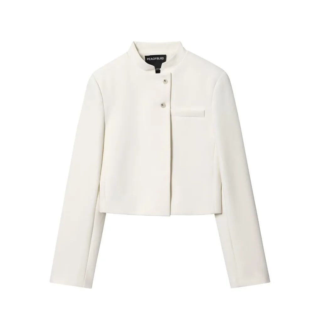 

Women's Jackets cropped white New in Female Bomber Elegant Fashion Casual Long Sleeve Classic Formal Coats Top Outerwears