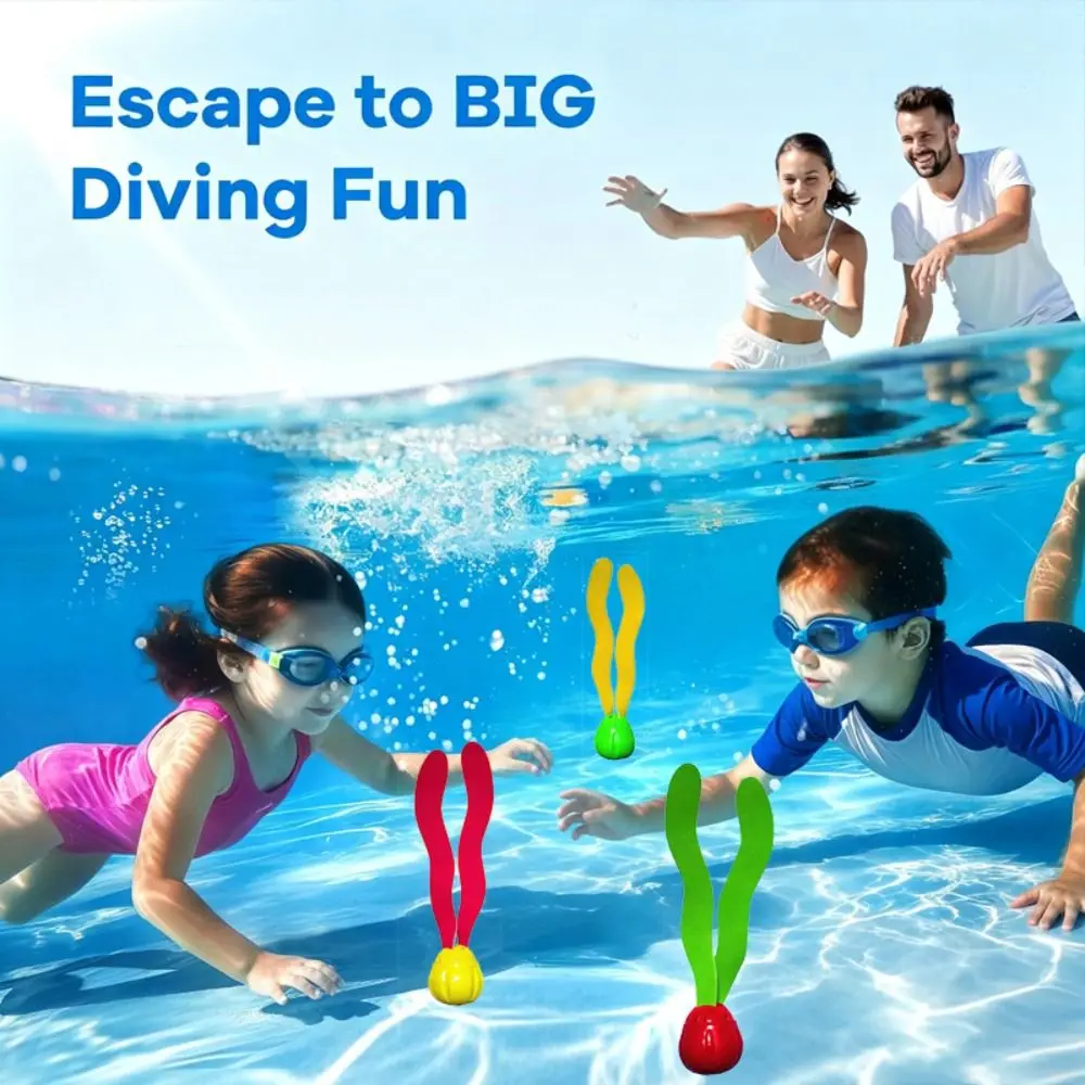 3PCS Artificial Aquatic Plants Diving Seaweed Soft Rubber Random Color Pool Training Set Bright Colors Swimming Training