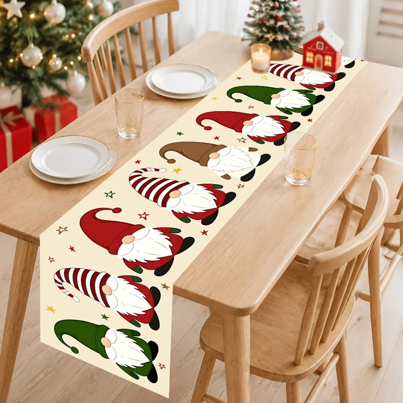 Vintage Christmas Gnome Table Runner 180*35cm Polyester Table Flag for Indoor Outdoor Home Party Decor Christmas Decoration 2026