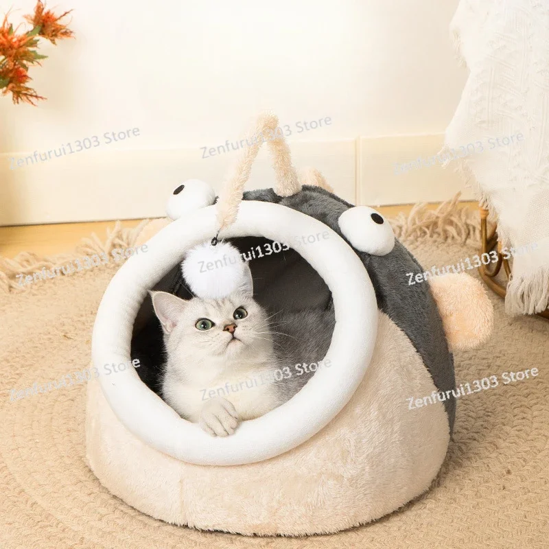 Cat Litter, Warm in Winter, Universal in All Seasons, Semi-closed in Winter, Removable and Washable, Cute Winter Cat Litter