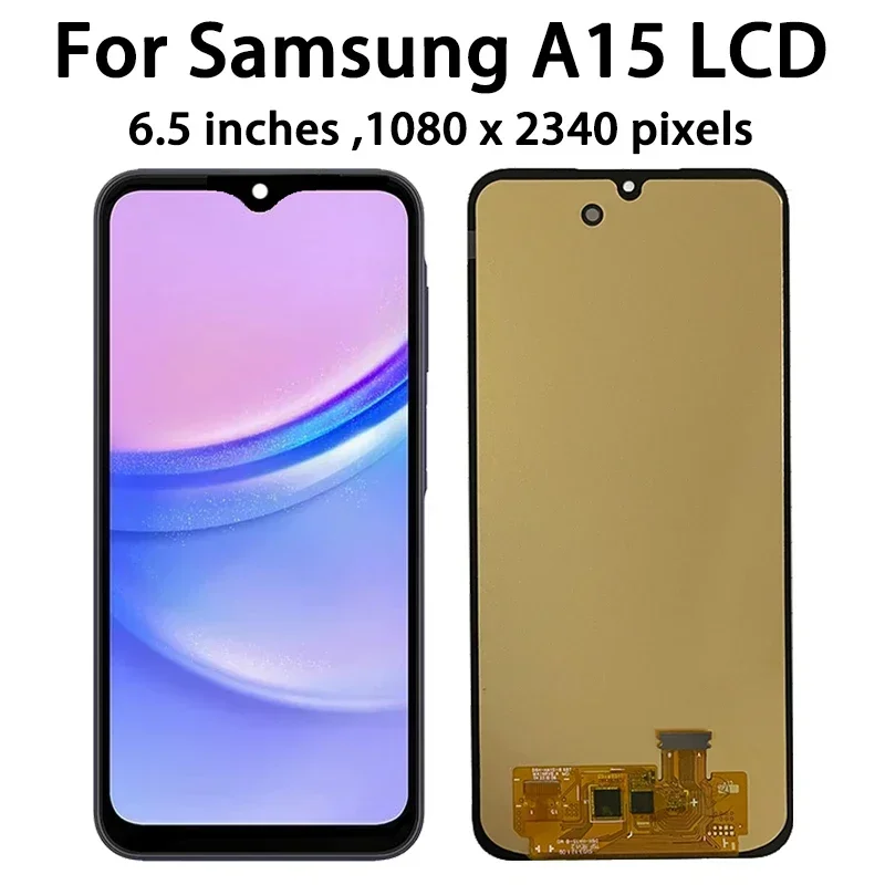 Super AMOLED A15 Display For Samsung A15 4G 5G A155F A156B LCD Display Touch Screen Digitizer Assembly With Frame