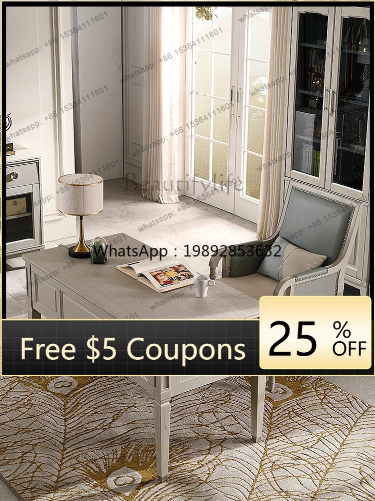 

W2 American light luxury light gray red oak all solid wood desk writing desk