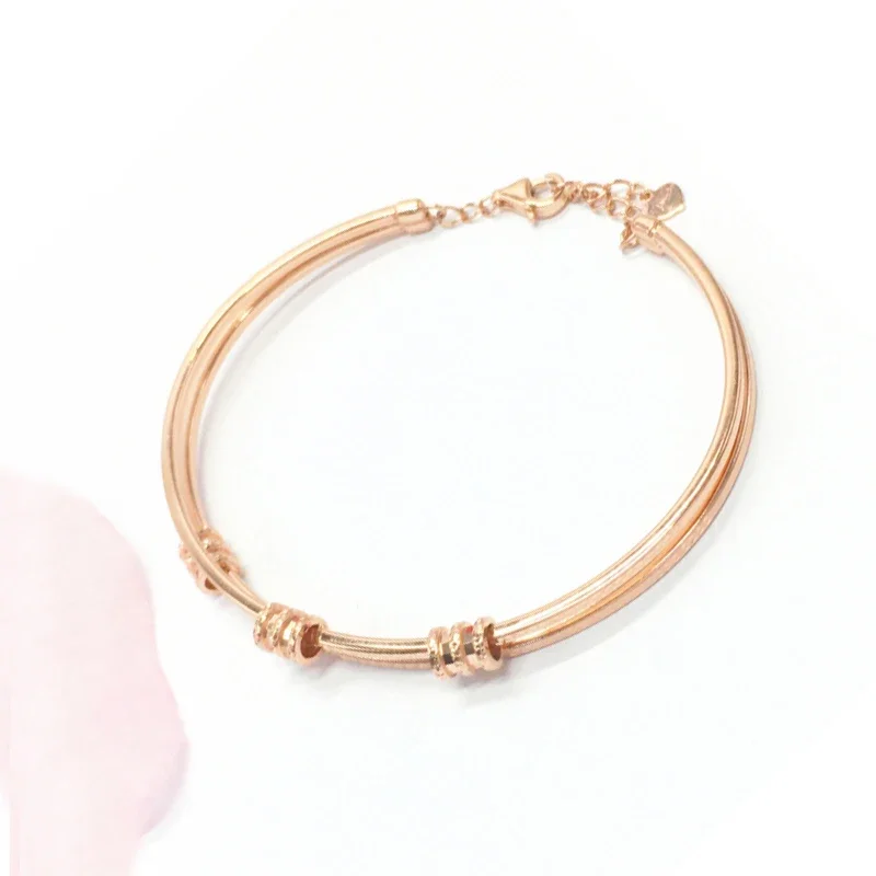 585 Purple Gold Plated 14K Rose Gold Creative Geometric Bracelets for Women Classic Fashion Wedding Dinner Jewelry