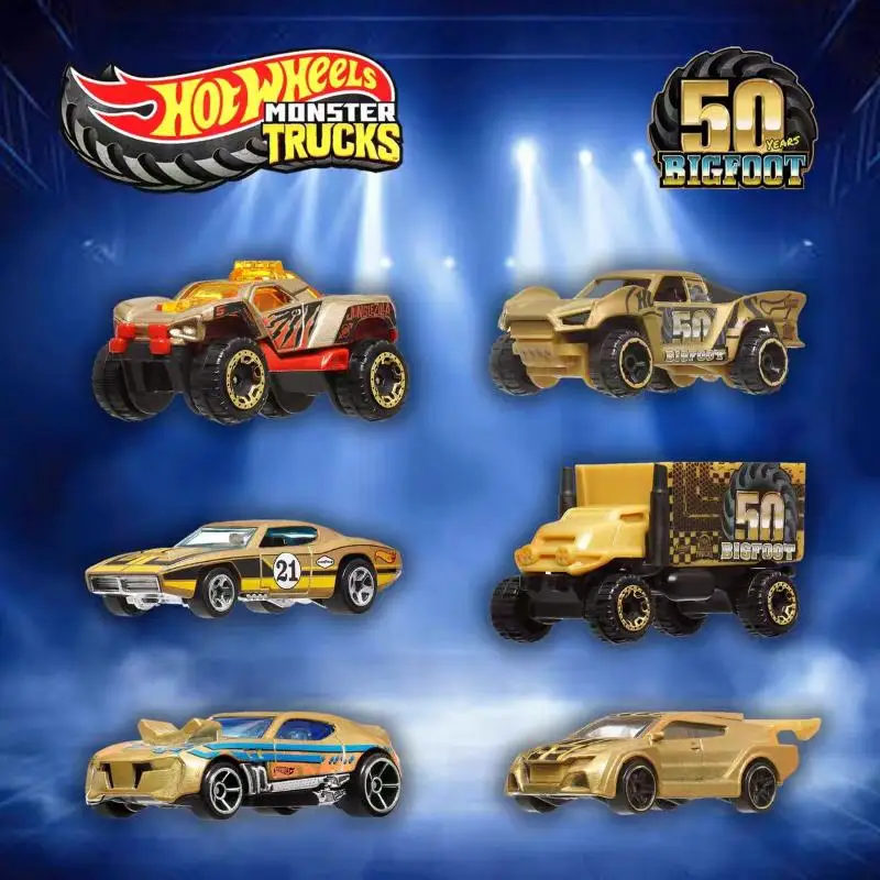 Hotwheels, superventas, conjunto conmemorativo del 50 aniversario del monstruo Bigfoot, modelo de coche de juguete, regalo de colección de coches de tiburón tigre